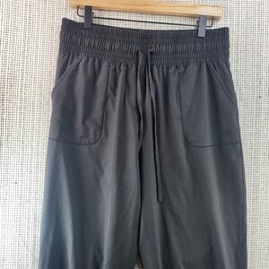 Albion Jogger Pants Womens Large Black Nylon Stretch Elastic Waist Ankle Cuffs